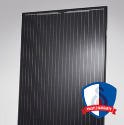 Silhouette solar panels and warranty shield.